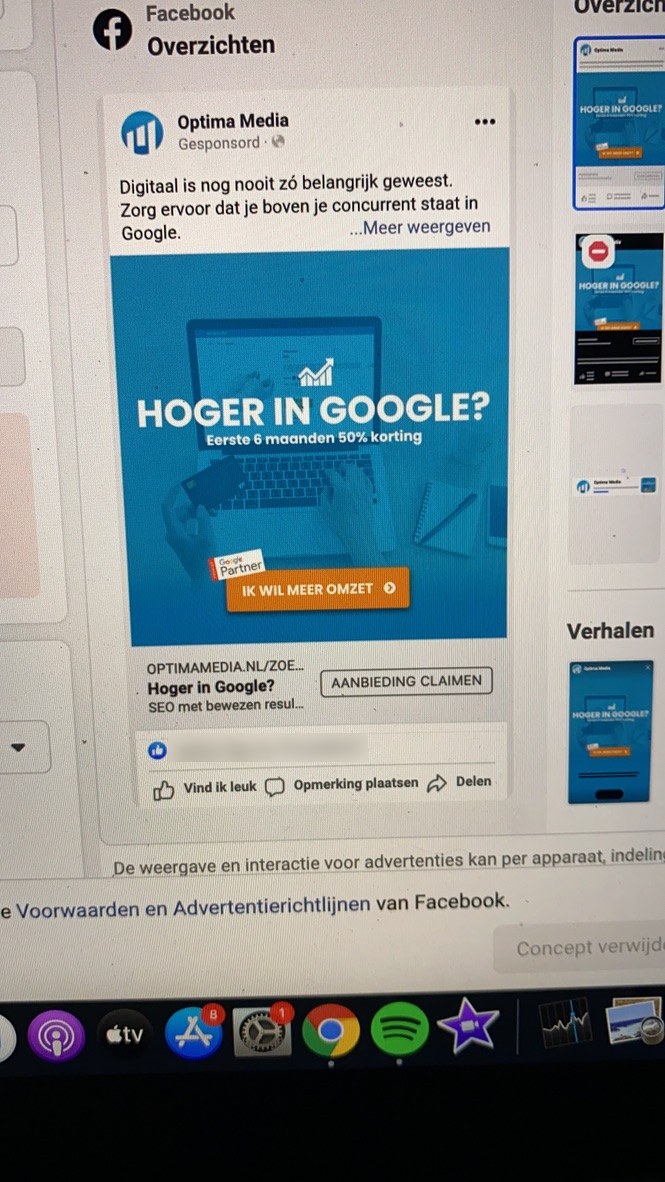 Xavier bouwt een Facebook-advertentie voor een klant